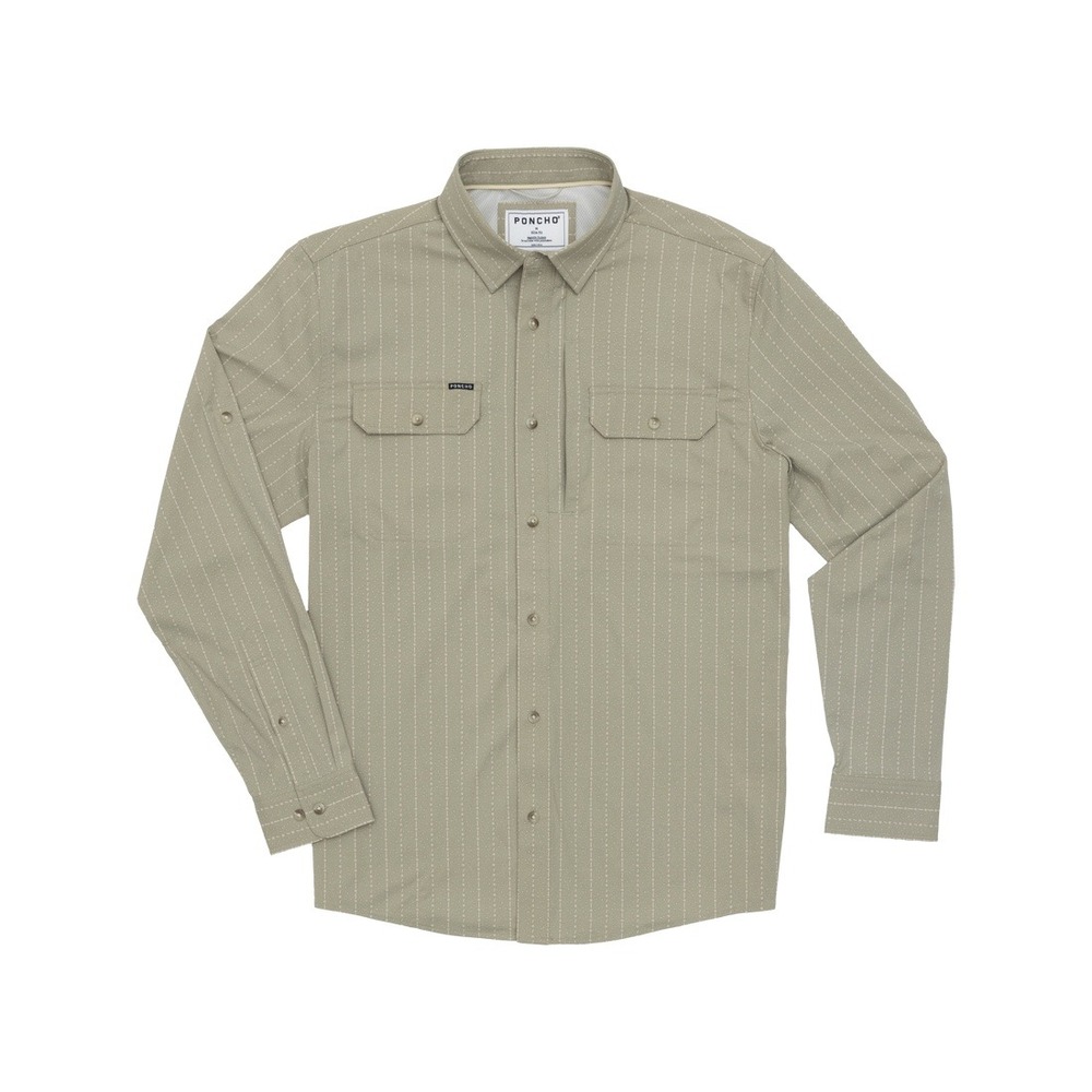 Poncho Outdoors The Glenwood Men Large Slim Fit Shirt Starry Green Haze Magnetic